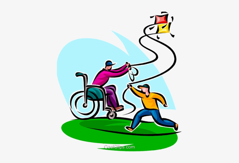 Father In A Wheelchair Flying A Kite Royalty Free Vector - Education, transparent png download