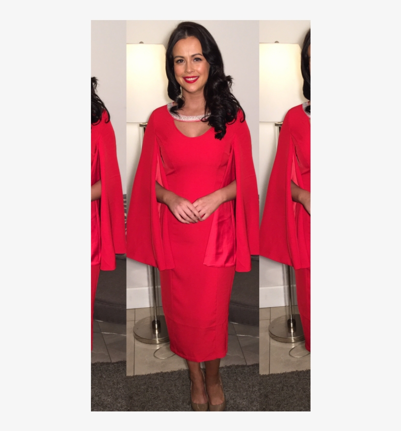 Red Cape Dress With Pear Detail - Cape Dress, transparent png download