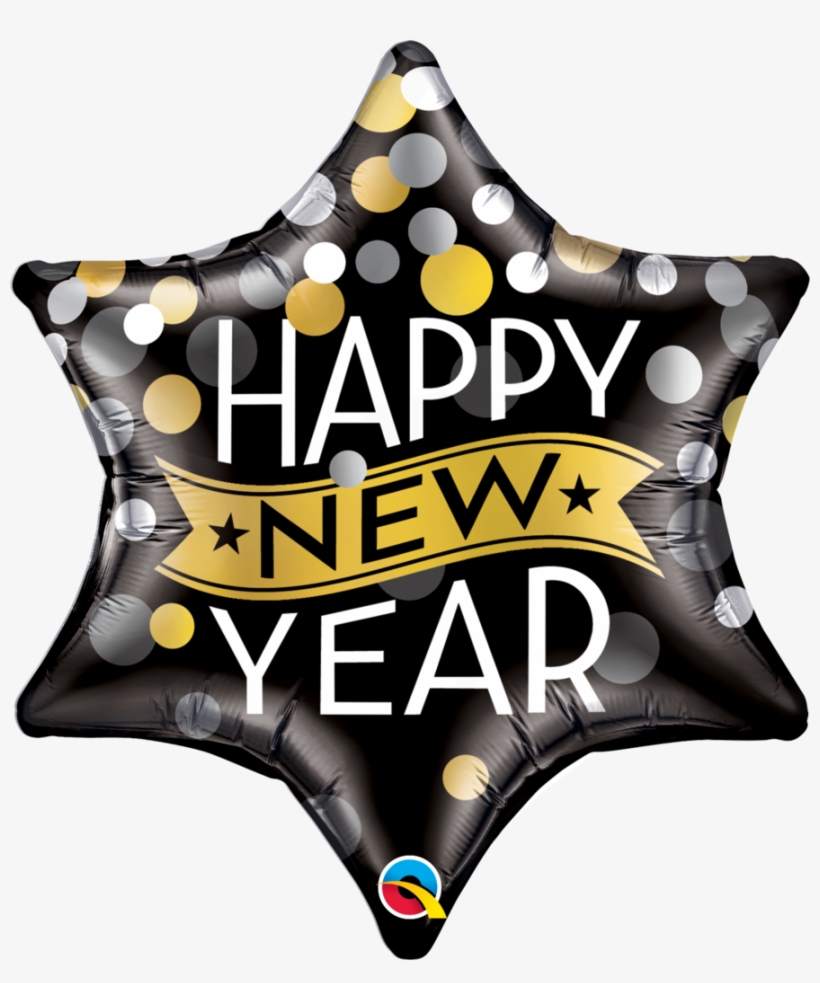 Qualatex 22" Foil Balloon Happy New Year Confetti Dots - Happy New Year Confetti Dots Helium Balloon, transparent png download