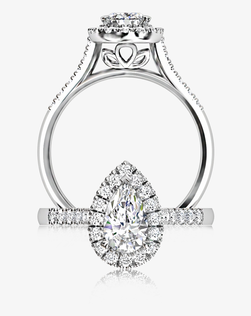 The Browns Pear Halo Diamond Ring - Ring, transparent png download