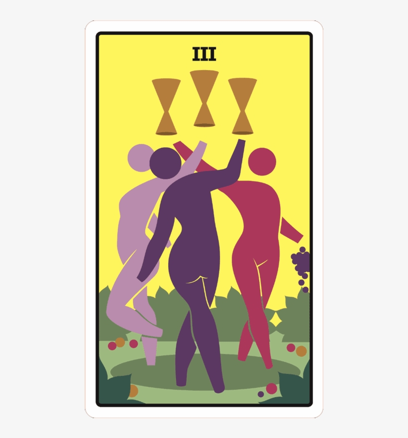 Tarot Card Of The Day Three Of Cups - Icon Tarot Cards, transparent png download
