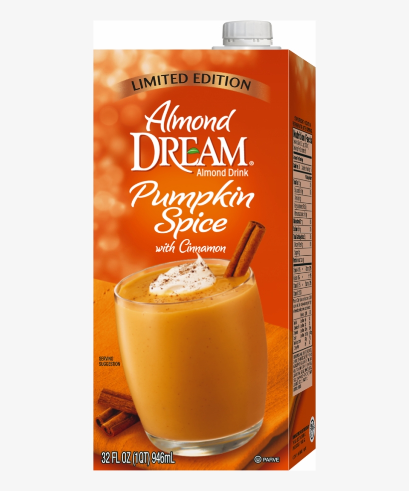 Pumpkin Spice Almond Drink - Almond Dream Almond Drink, Unsweetened - 32 Fl Oz Carton, transparent png download