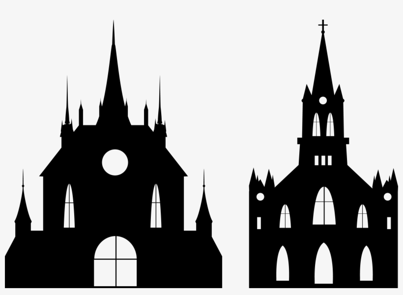 Castle Euclidean Vector Illustration Black - Gothic Church Silhouette, transparent png download