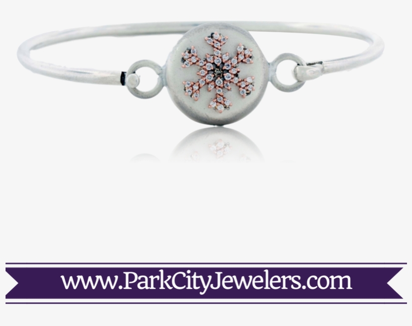Silver & Gold Snowflake Bangle Bracelet - Snowflake Necklace Gold Diamond, transparent png download