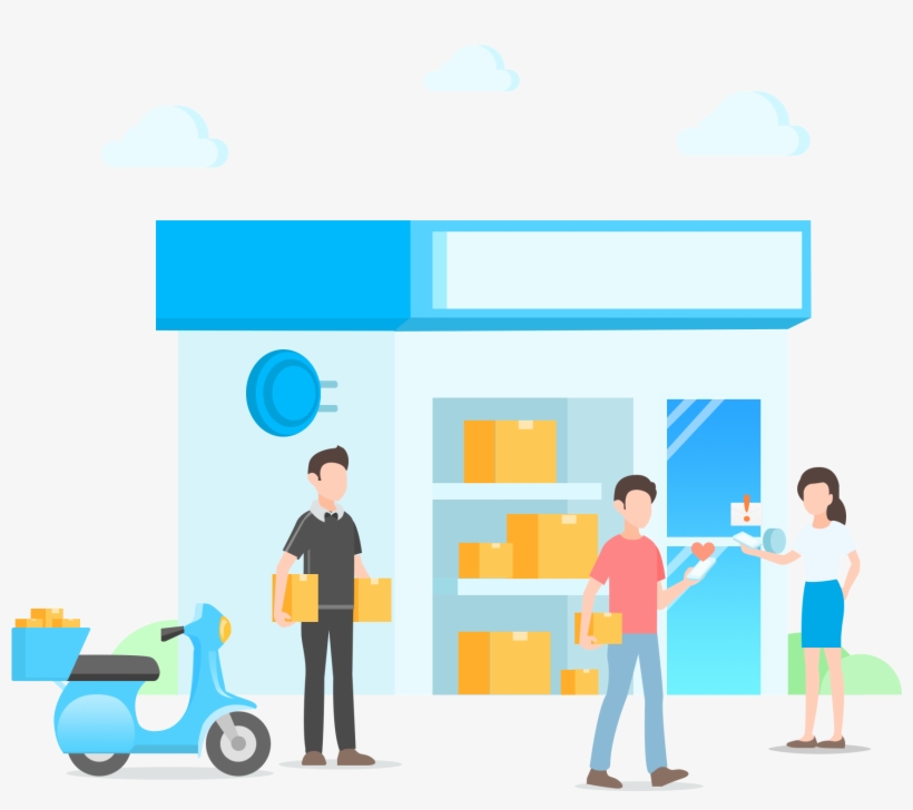 Flat Logistics Distribution Pick Character Scene Layering - Illustration, transparent png download