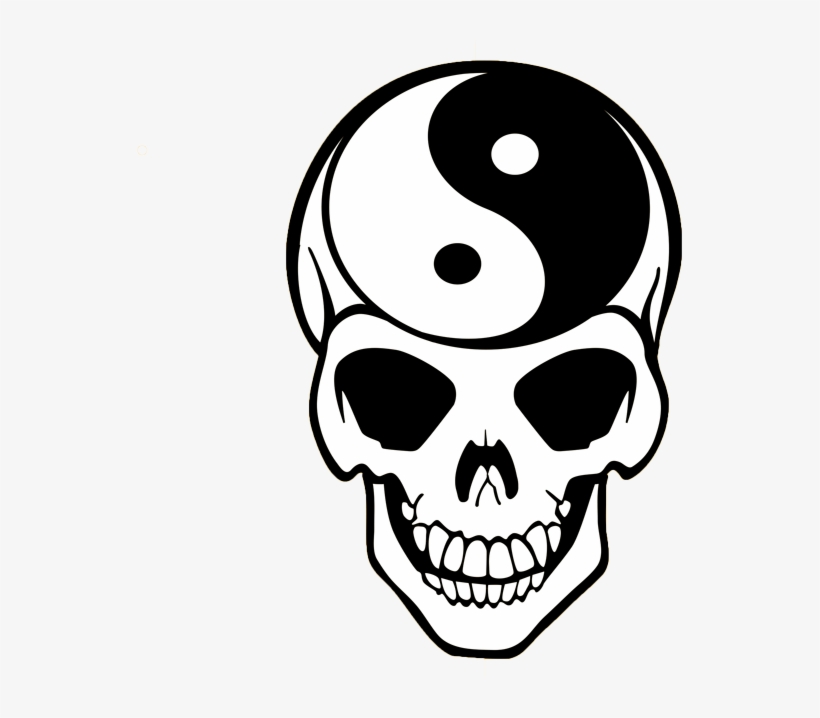 Harlequin Calavera Transprent - Skull Yin Yang, transparent png download