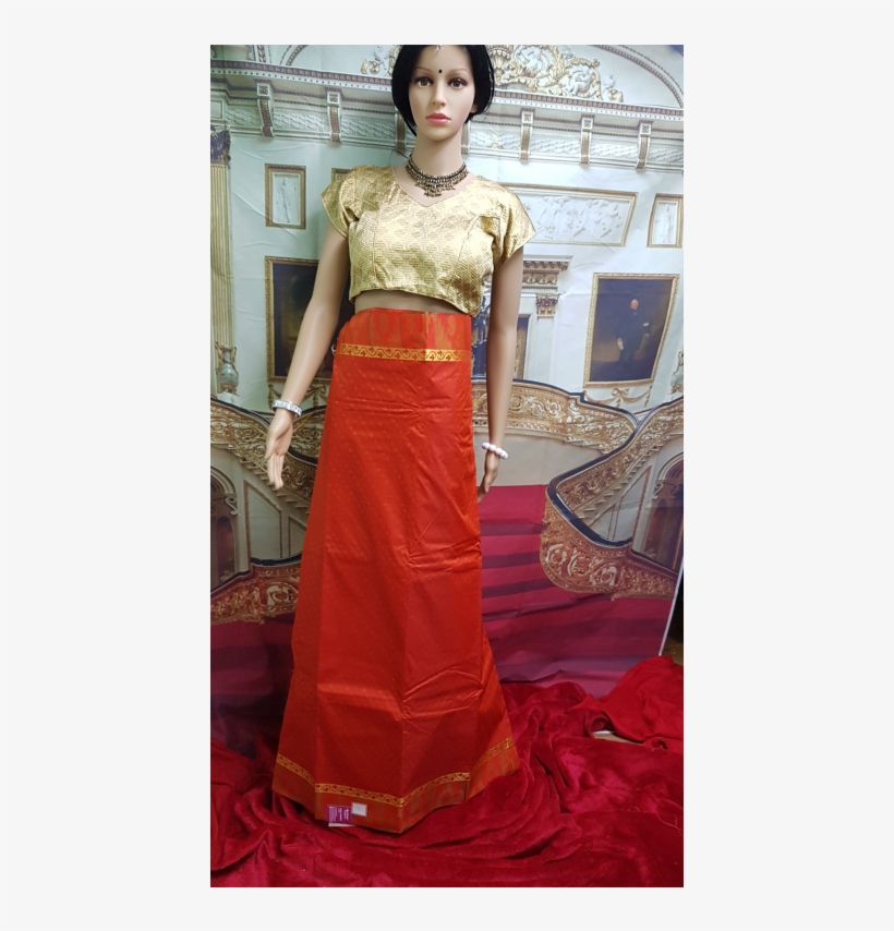 Silk Saree Orange Shade - Gown, transparent png download