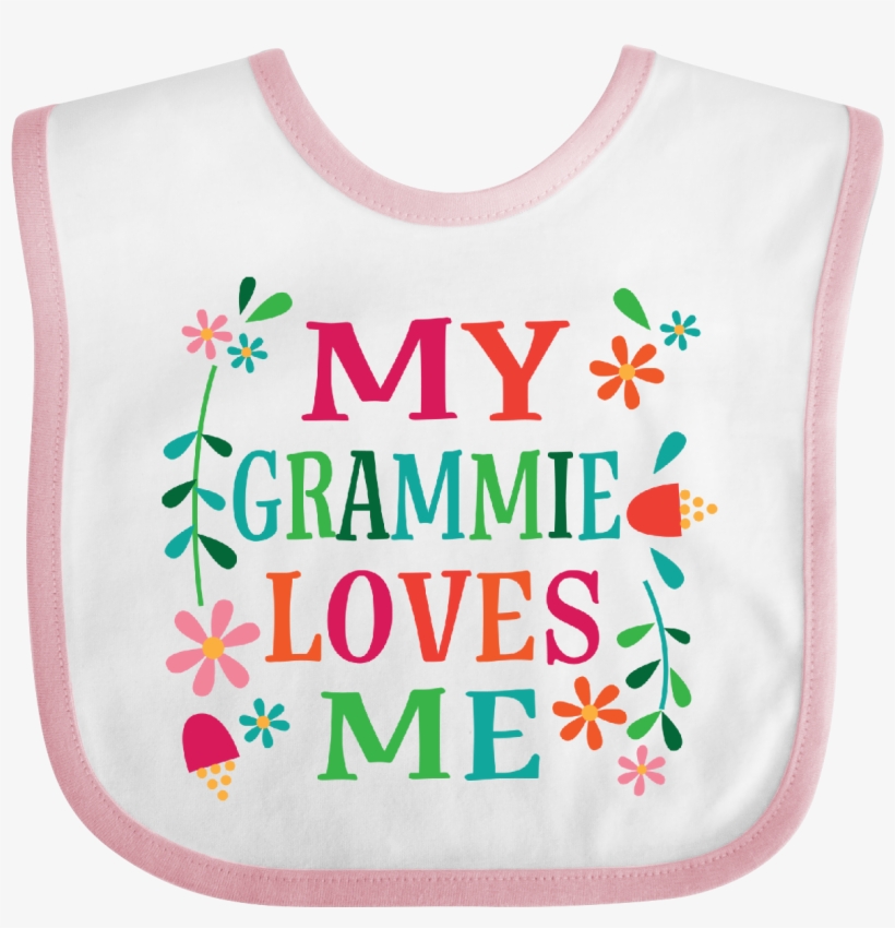 My Grammie Loves Me Girls Gift Baby Bib White And Pink - Girl, transparent png download