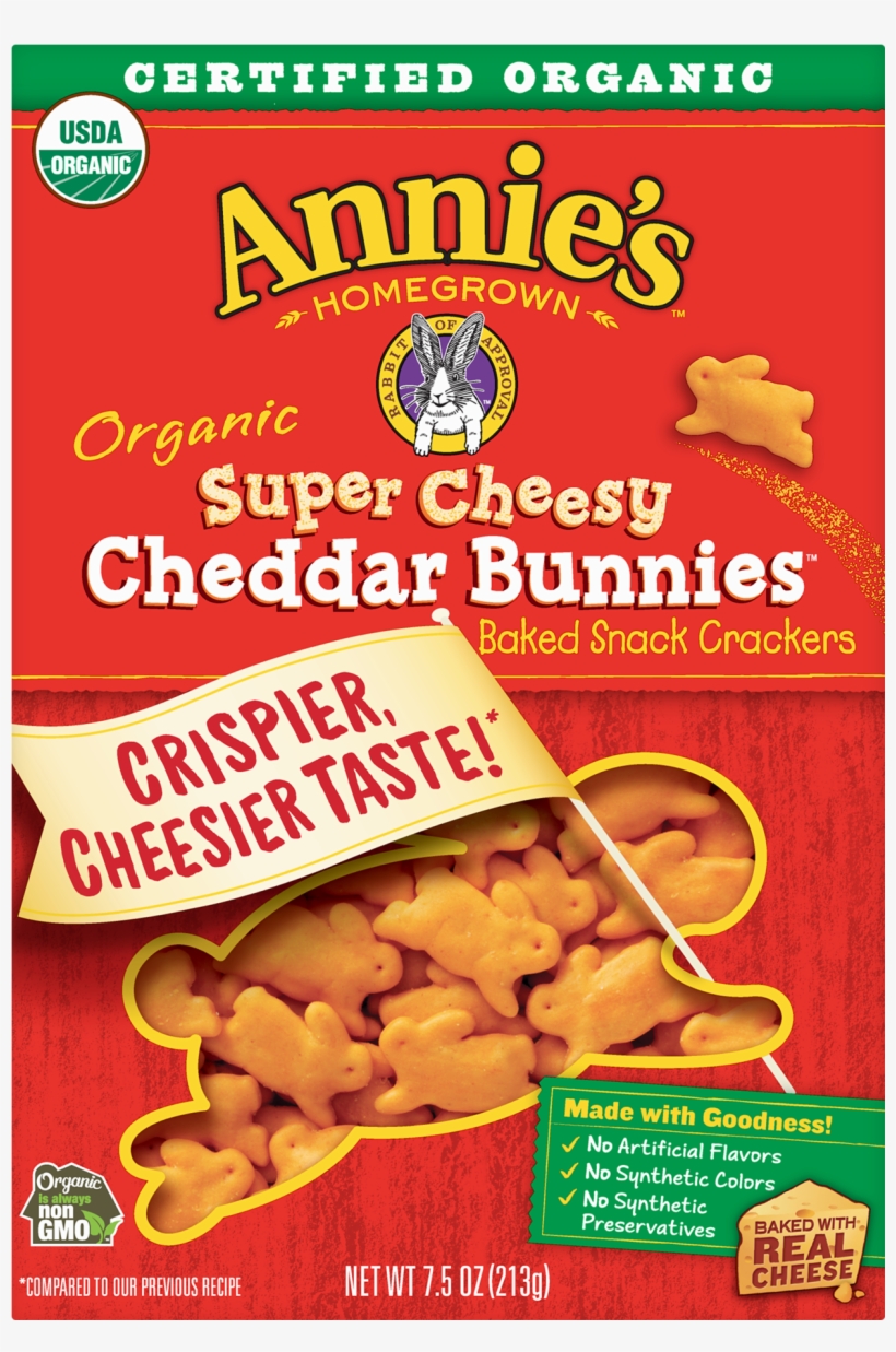 Annie's Extra Cheesy Cheddar Snack Crackers Cheddar - Annie's Cheddar Bunnies, transparent png download