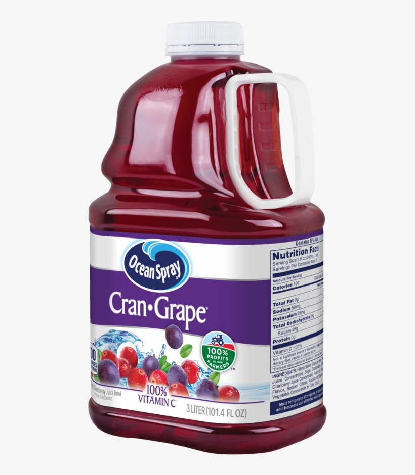 Ocean Spray Juice Drink, Cranberry Grape Juice, - Plastic Bottle, transparent png download