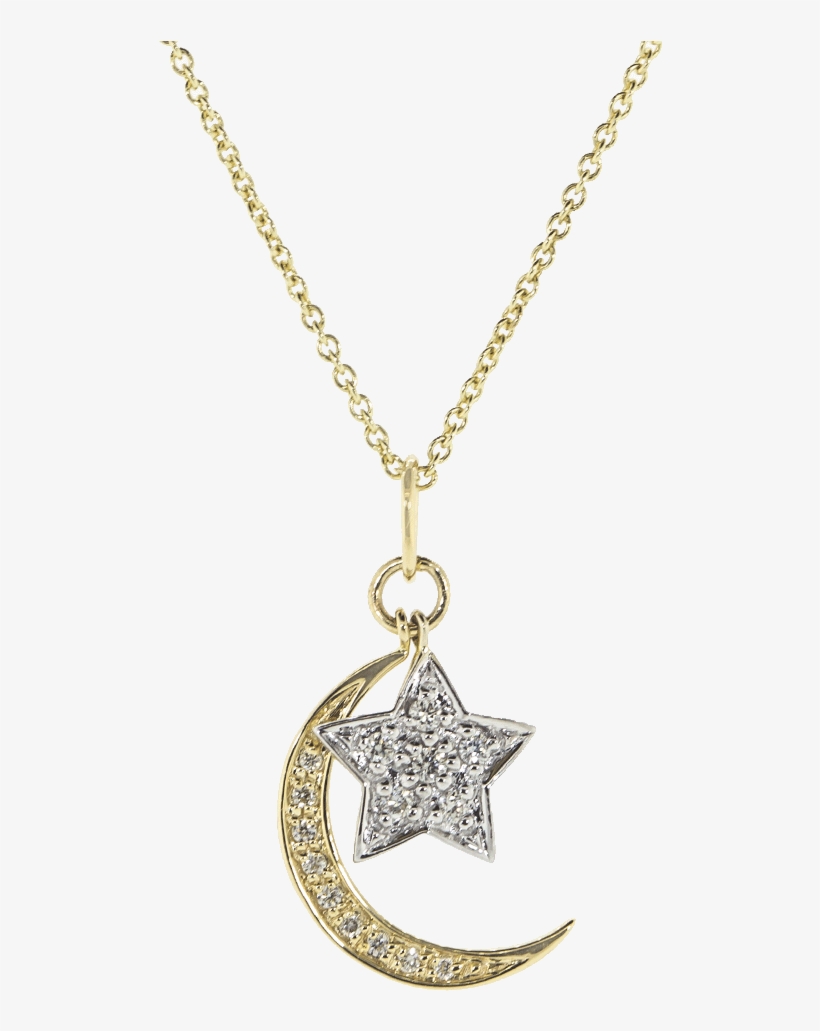 Diamond Moon And Star Necklace - Locket, transparent png download