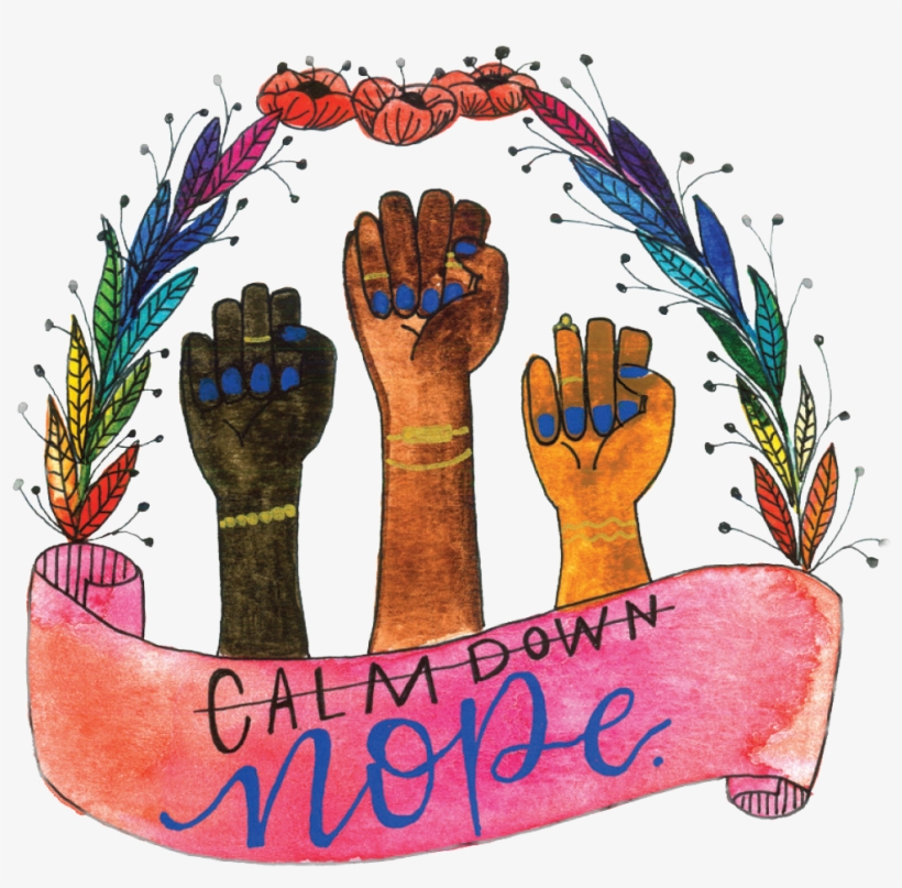 Image Of 3 Raised Closed Fists Of Diverse Shades With - Illustration, transparent png download