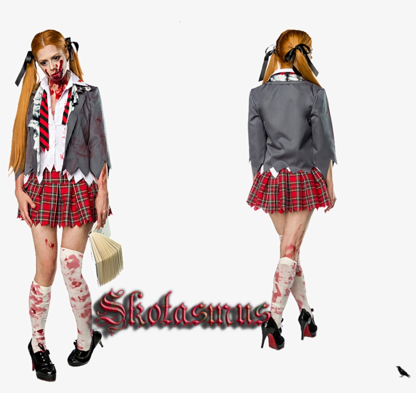 Halloween Costume Zombie Schoolgirl - Scary School Girl Halloween Costumes, transparent png download