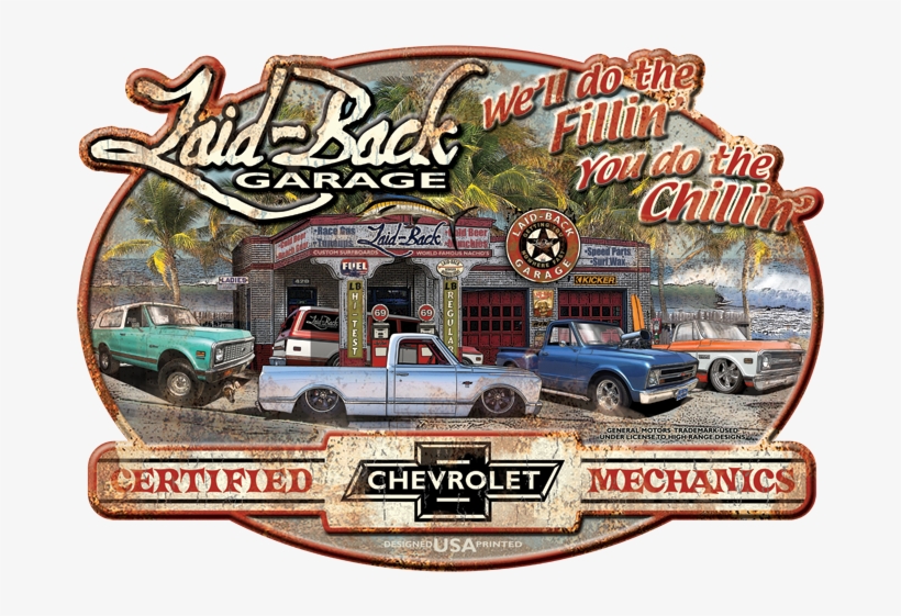 Dream Garage 67 72 Chevy Trucks Embossed Metal Sign - Laid Back Garage Signs, transparent png download