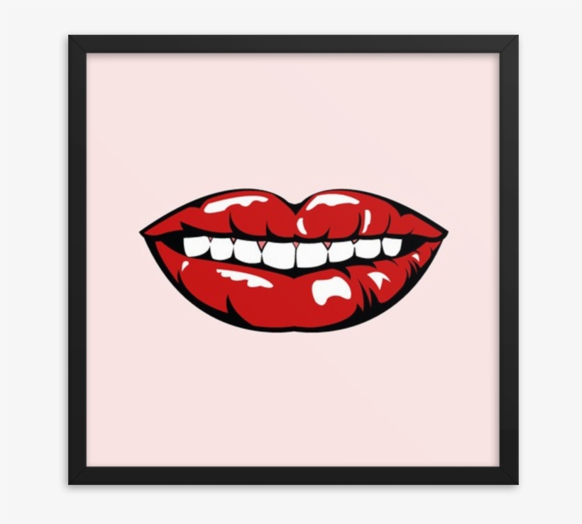 Framed Art Print - Lips Cartoon, transparent png download