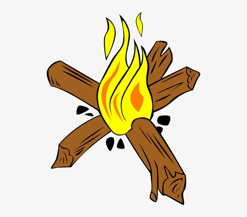Cartoon Fire With Wood - Star Fire For Camping, transparent png download
