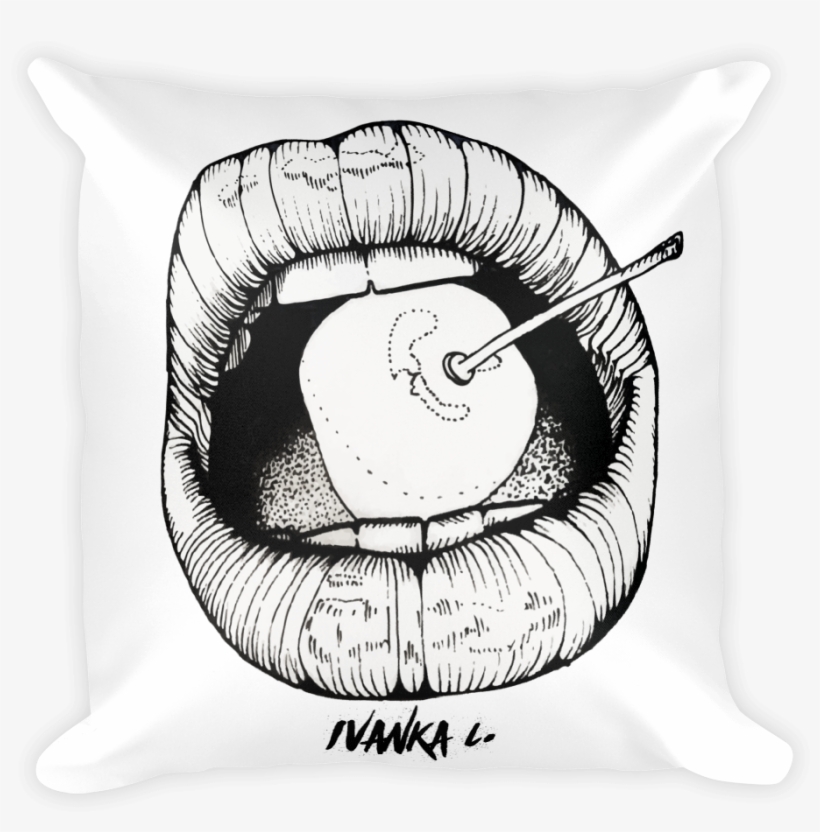 Cherry Lips Square Print Pillow - Throw Pillow, transparent png download
