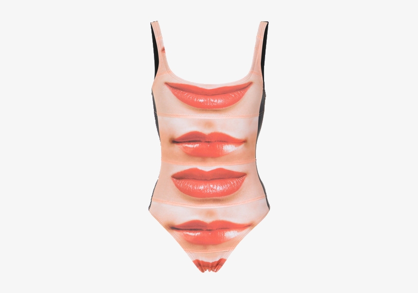 Lips Print Swimsuit - Swimsuit, transparent png download