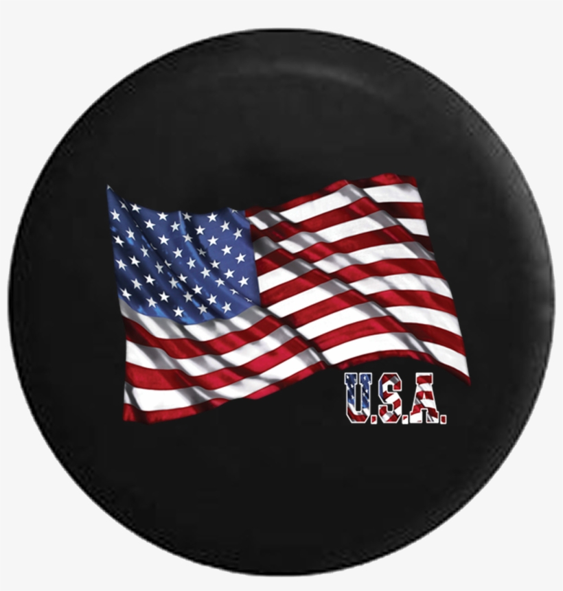 Waving United States American Flag Usa Jeep Camper - Waving United States American Flag Usa Spare Tire Cover, transparent png download
