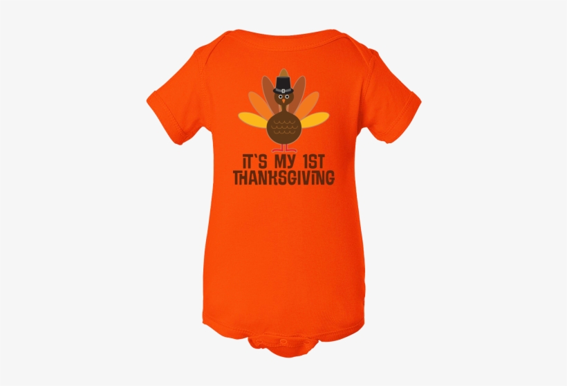 It's My 1st Thanksgiving Infant Creeper With A Colorful - Inktastic My 1st Thanksgiving Turkey Baby Bib Babys, transparent png download