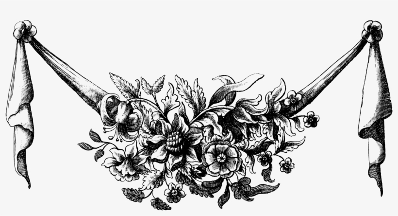 Vintage Floral Swag Illustration, transparent png download