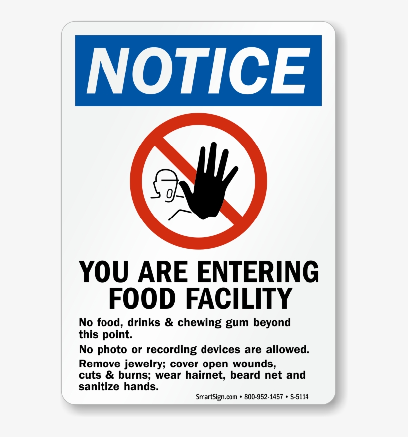 Food Facility No Food, Drink, Chewing Gum Sign - Smartsign By Lyle S-8295-al-12x18 Notice: Do Not Start, transparent png download