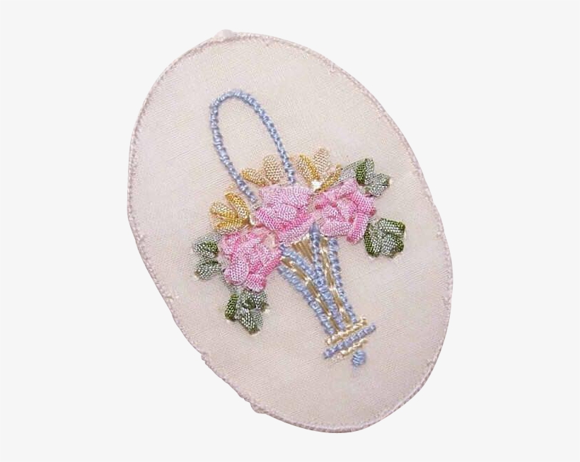 Vintage French Silk Ribbon Applique - Cross-stitch, transparent png download