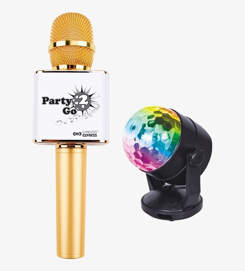 Party2go Gold - Party2go Bluetooth Karaoke Microphone And Disco Ball, transparent png download