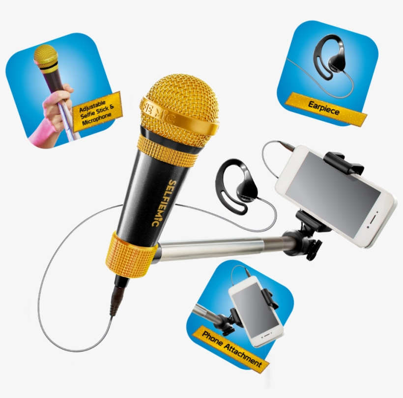 Prod-1 - Selfie Mic Selfie Stick With Microphone, transparent png download