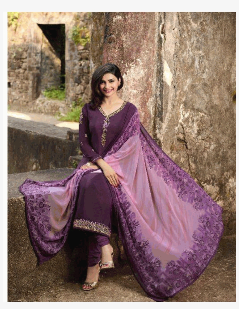 Embroidery Work Purple Salwar Kameez - Shalwar Kameez, transparent png download