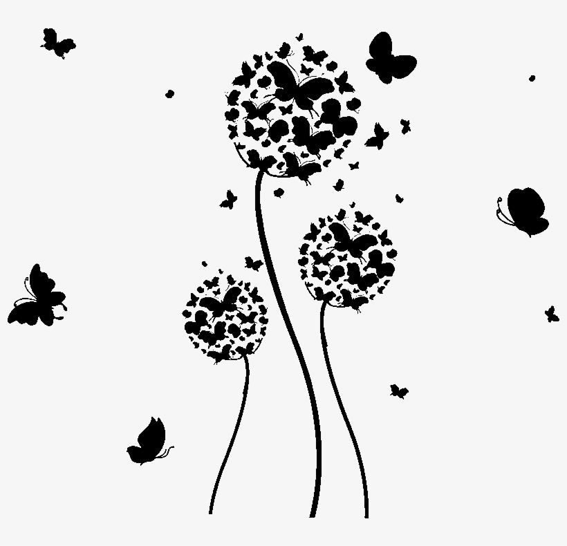 Sticker Papillons Joyeux Et Pissenlits Ambiance Sticker - Silhouette, transparent png download