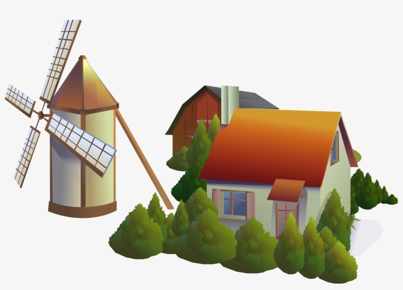 Hut Clipart Village India - Windmill, transparent png download