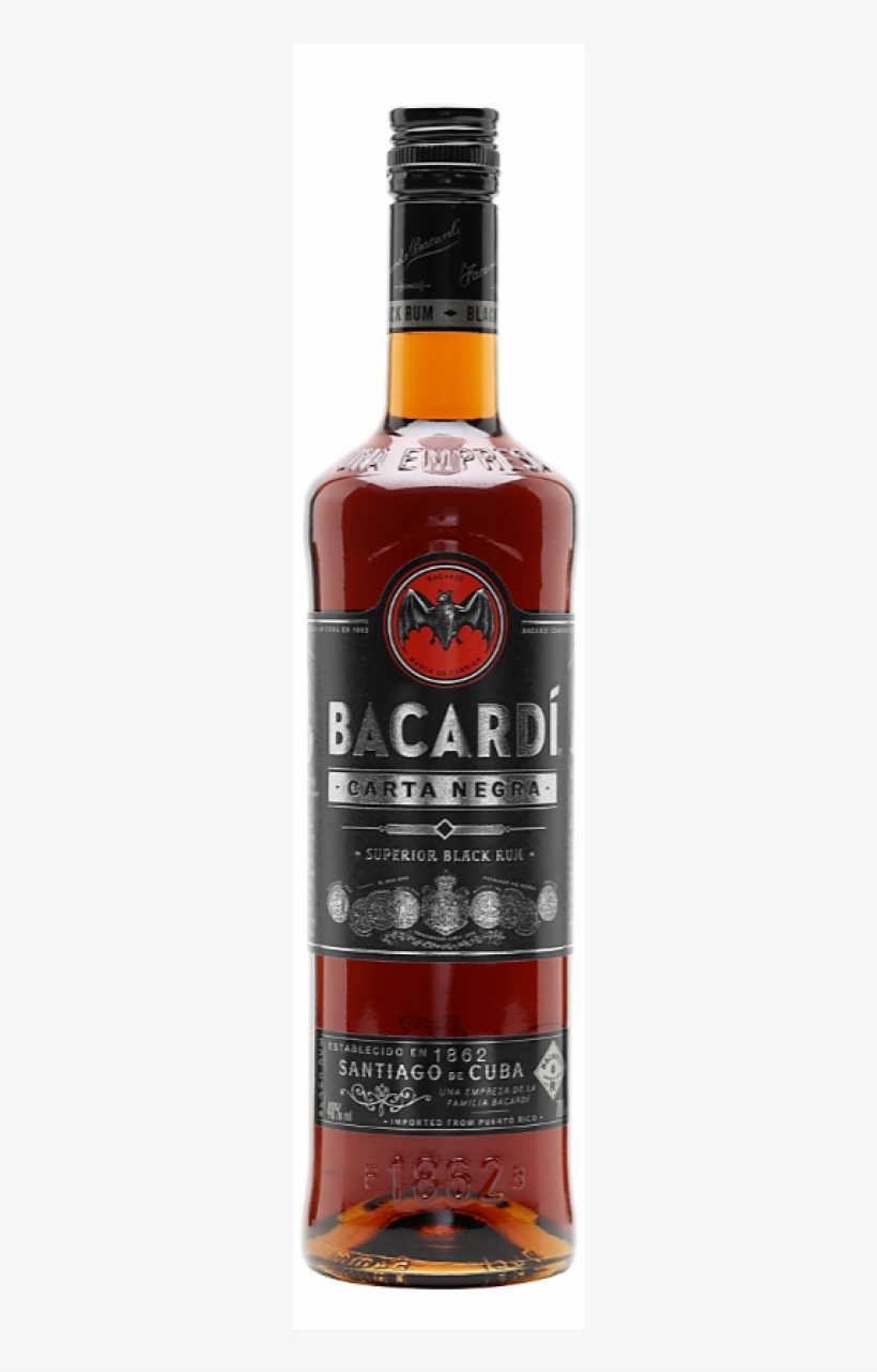 Bacardi Carta Negra 70cl - Ron Bacardi Carta Negra, transparent png download