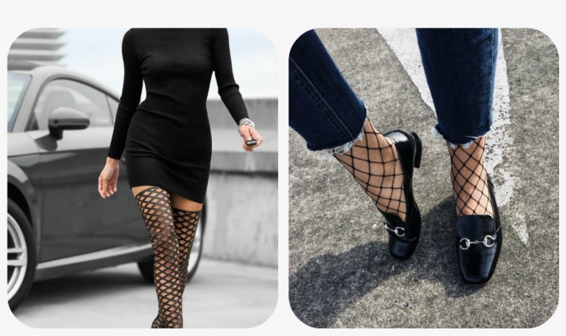 A Wider Fishnet Makes The Outfit Fun And Playful, See - Womens Damen Ausgeschnitten Overknee Hoch Schenkelhoch, transparent png download