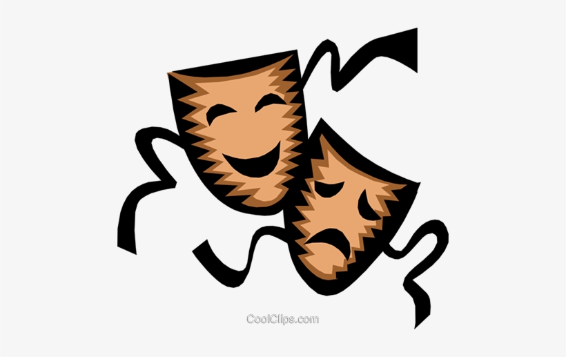 Theatre Masks Royalty Free Vector Clip Art Illustration - Comedy And Tragedy, transparent png download