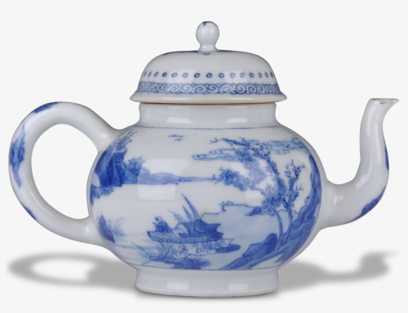 A Blue & White Landscape Teapot - Teapot, transparent png download