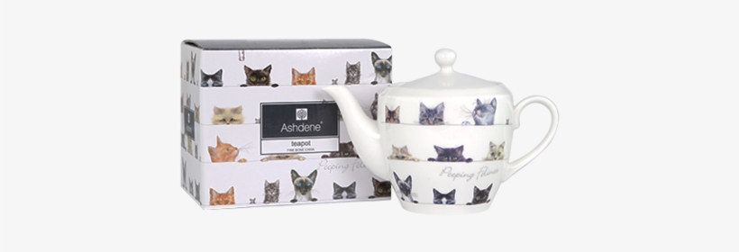 Ashdene Small Teapot Peeping Felines - Caspari Entertaining With Caspari Kitties Gift Wrapping, transparent png download