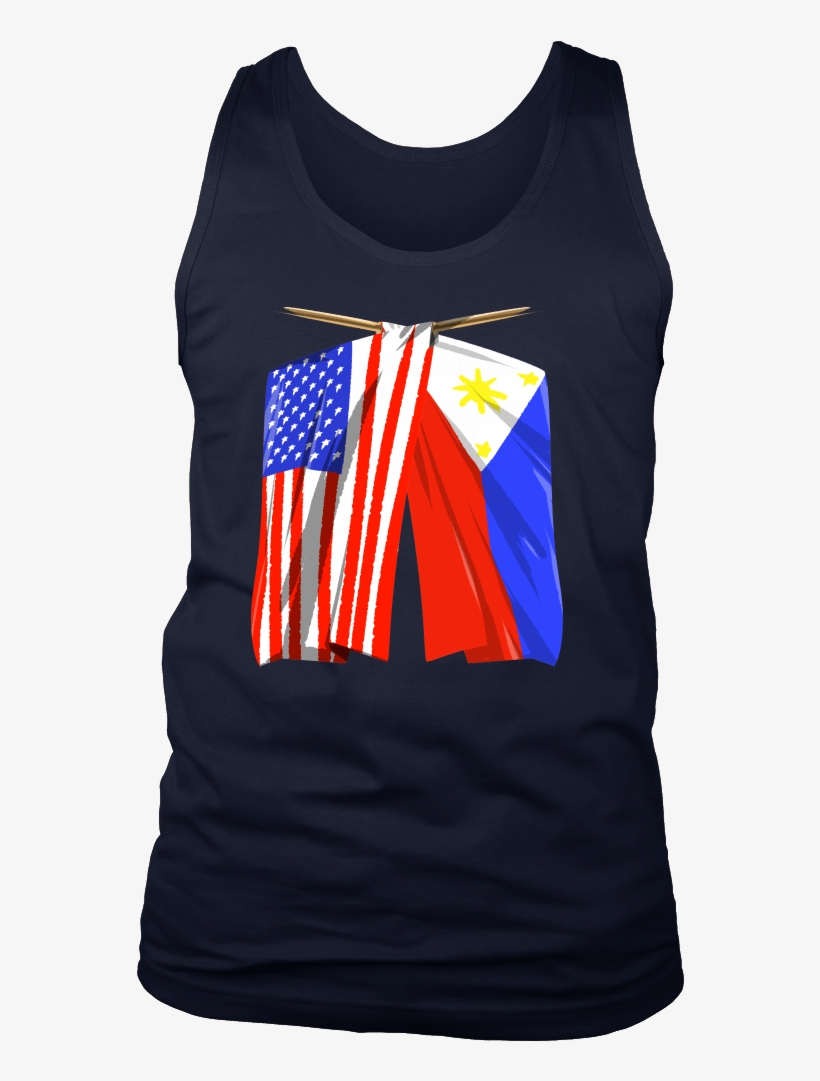 Philippines Flag Tank Filipino American Flag Tank - T-shirt, transparent png download