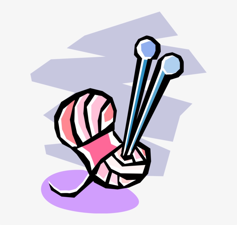 Ball Of Yarn With A Knitting Needle Royalty Free Vector - Novelos De Lã Com Agulha, transparent png download