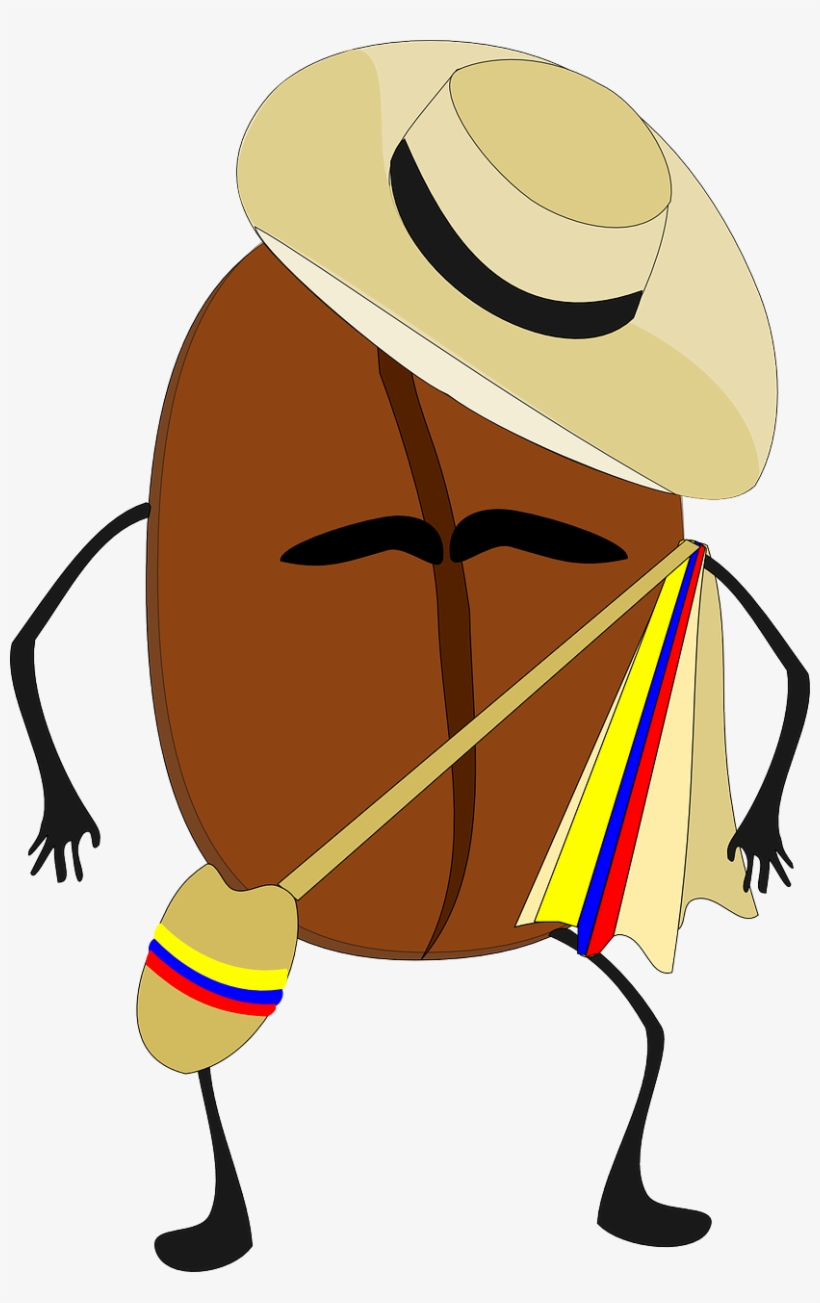 Coffee Bean, Coffee, Hat, Anthropomorphism, Cartoon - Grano De Cafe Colombiano, transparent png download
