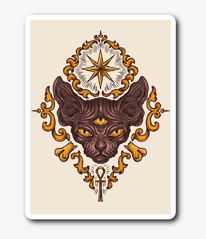 Third Eye Bald Cat Mystic Sticker - Symbol Occult Vector, transparent png download