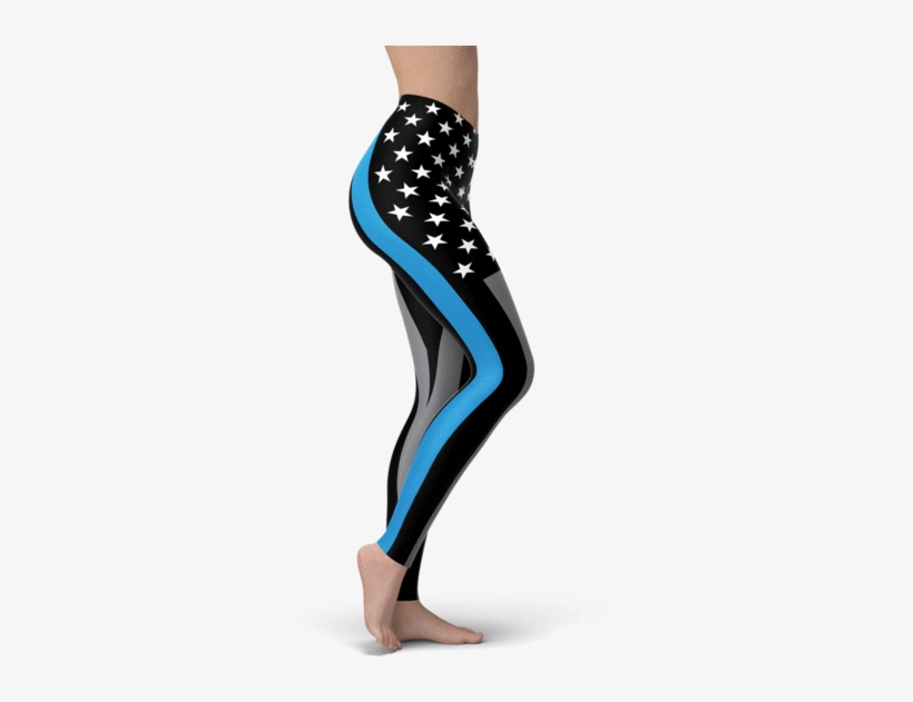 Thin Blue Line Flag Leggings - Make America Great Again Leggings, transparent png download