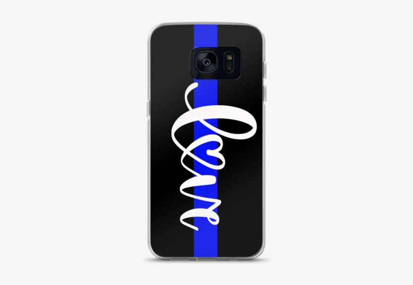 Thin Blue Line Love Script Samsung Case - Thin Blue Line, transparent png download