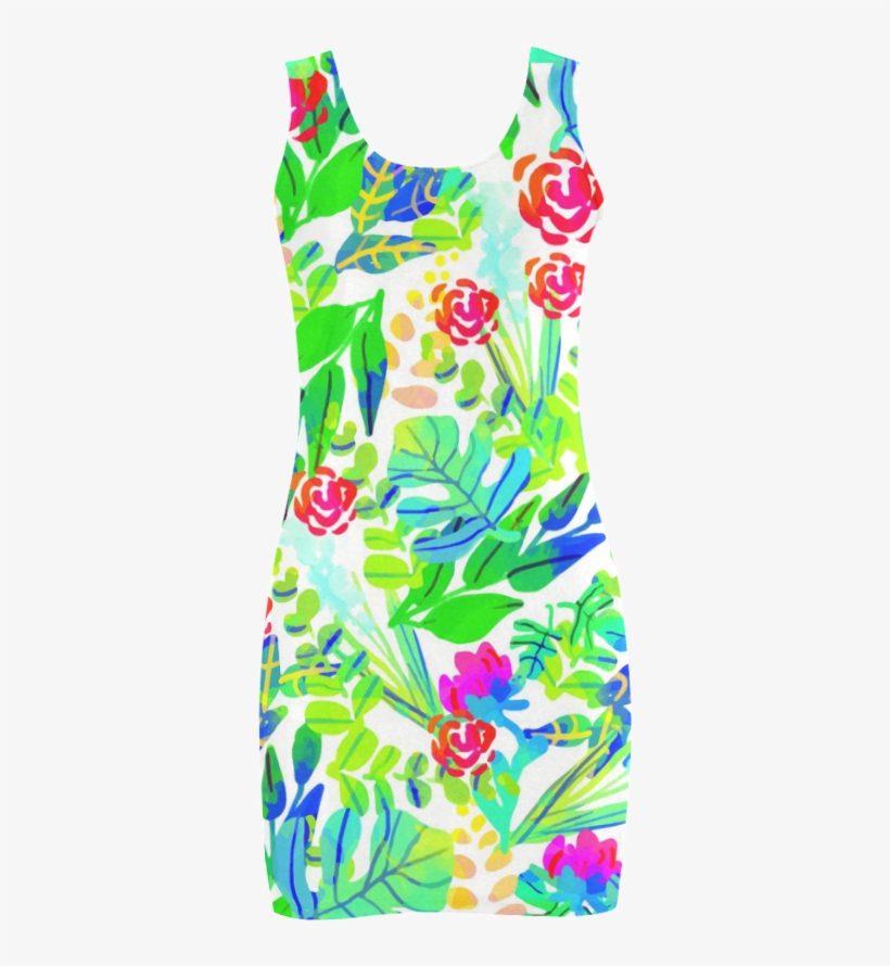 Cute Tropical Watercolor Flowers Medea Vest Dress - Cafepress Jungle Watercolor Flowers F Full/queen Duvet, transparent png download