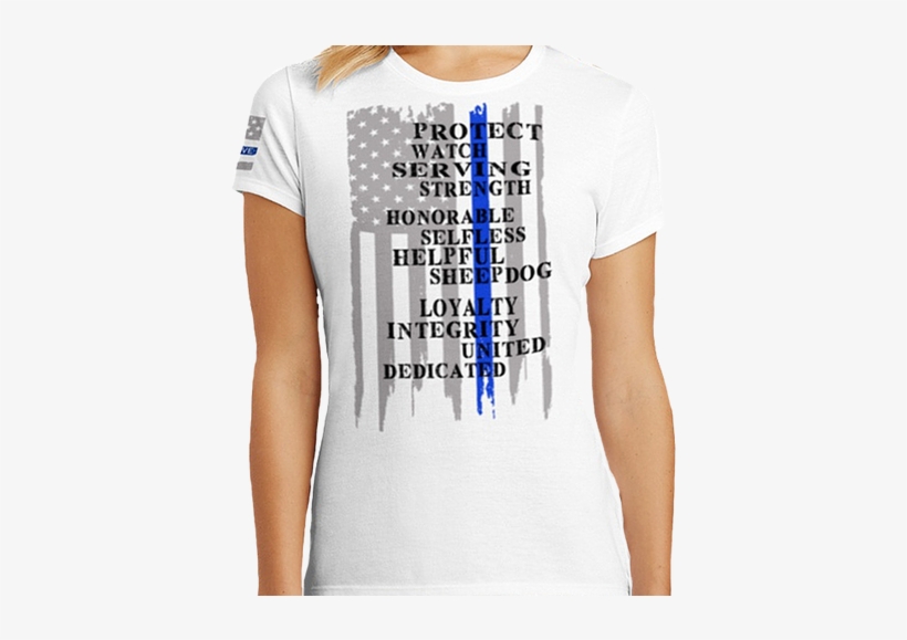 Thin Blue Line Womens Shirt White American Flag With - Thin Blue Line, transparent png download