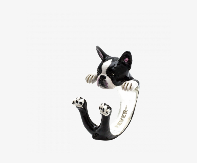 Dog Fever Enamel Boston Terrier Silver Hug Ring, transparent png download