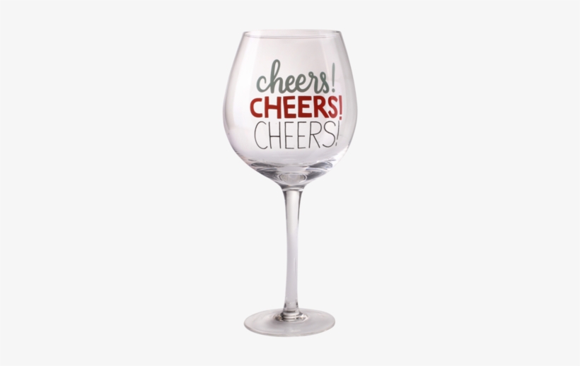 Wine Glass With Three Text Of Cheers - Glass, transparent png download