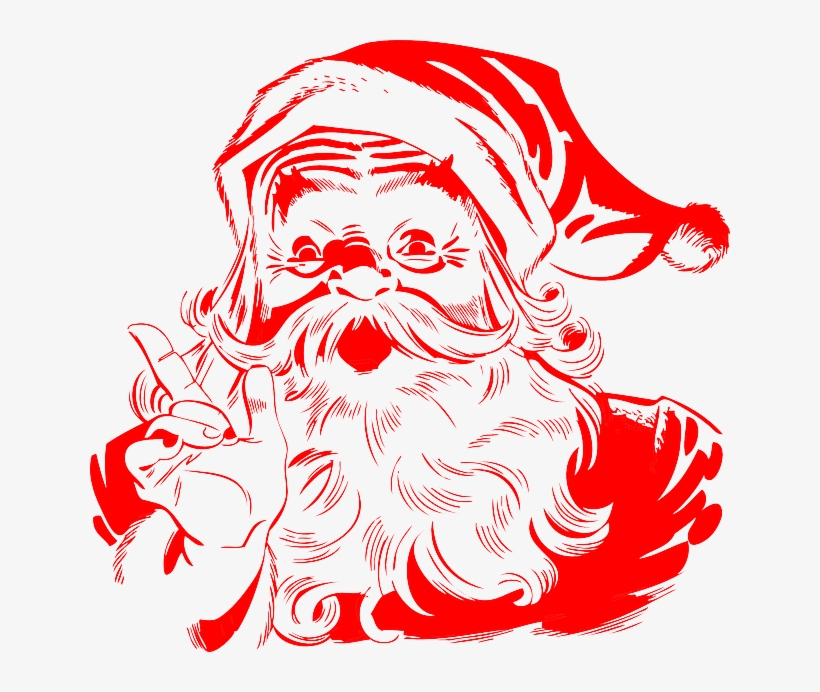 Holiday Cheer Png Graphic Library Stock - Black And White Santa Claus Clipart, transparent png download