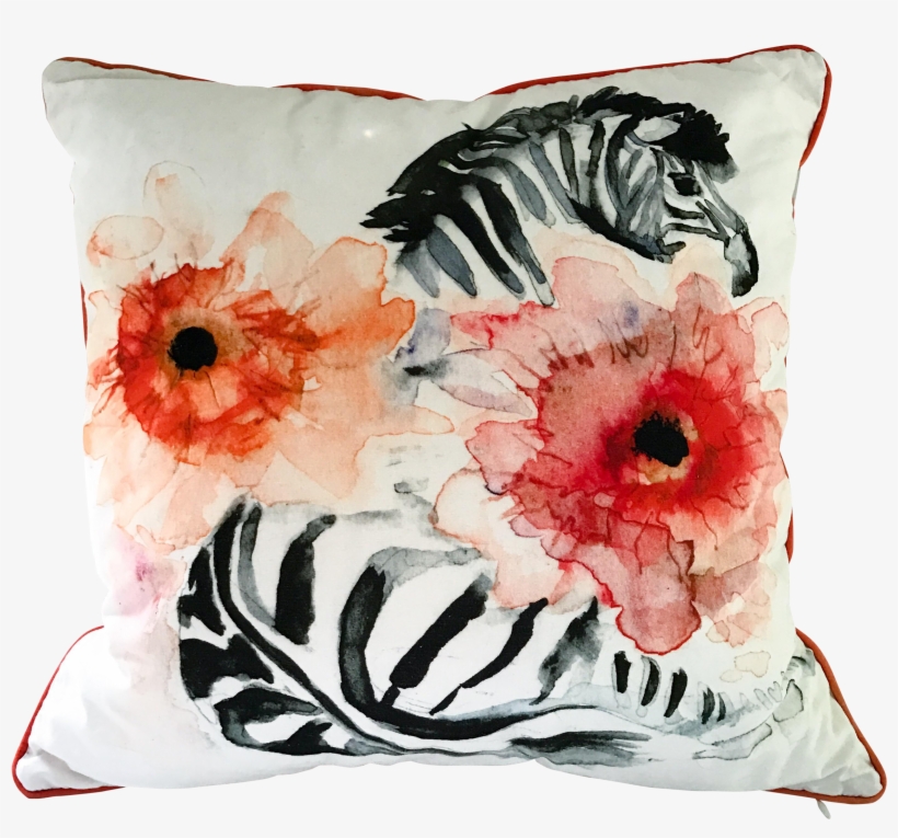 Watercolor Painting Of Zebra On A High-quality Pillow - Anthropologie Zebra Pillow, transparent png download