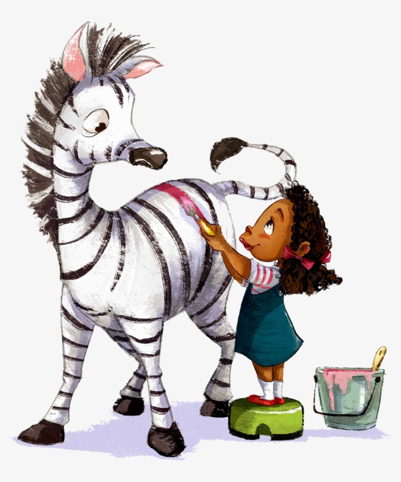 Girl Painting Zebra - Publishing, transparent png download